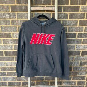 Nike Hoodie Mens Medium Gray‎ Hooded Pullover Sweatshirt Embroidered EUC